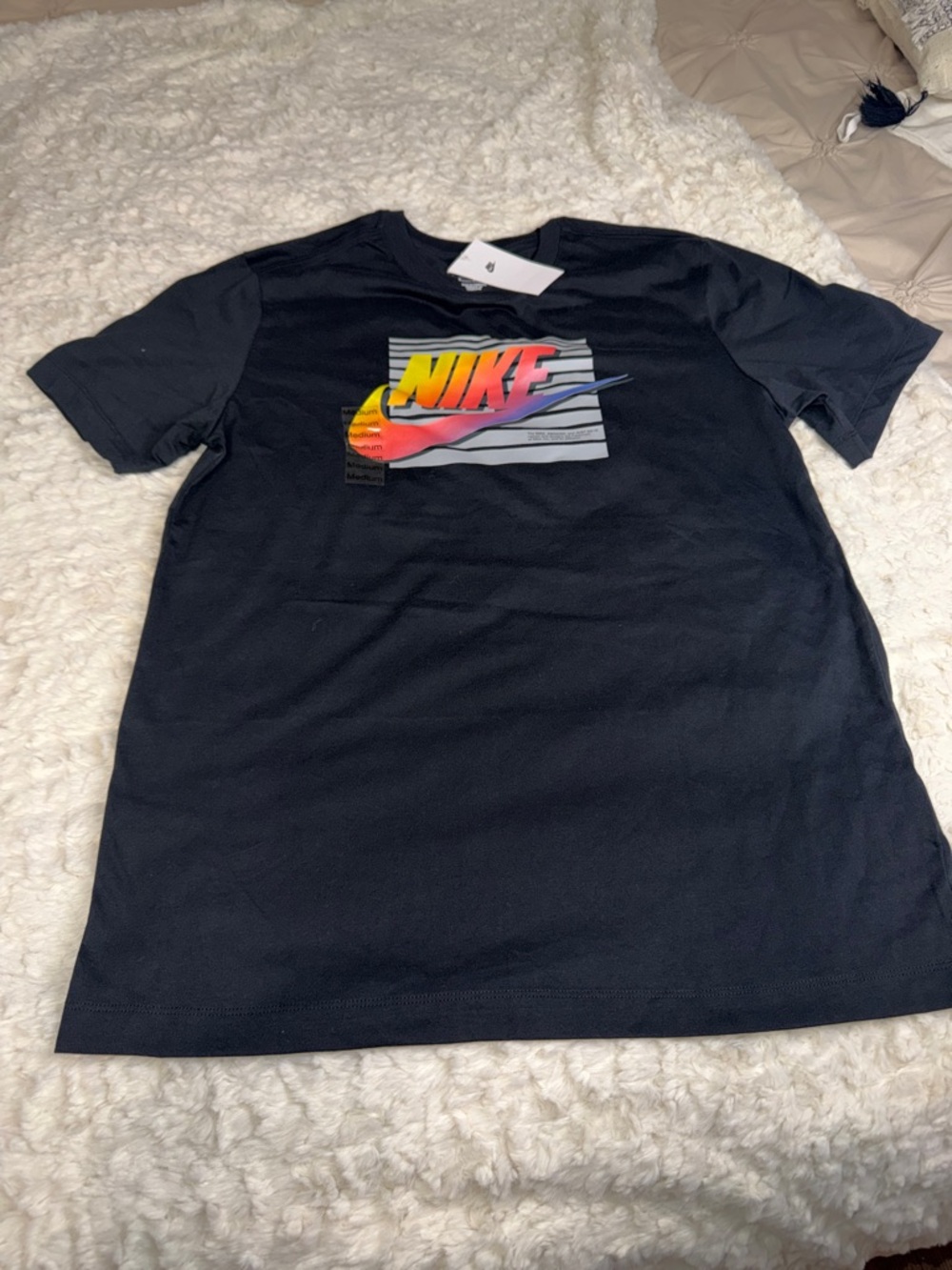 Nike Black Tee with Sunset Gradient Logo